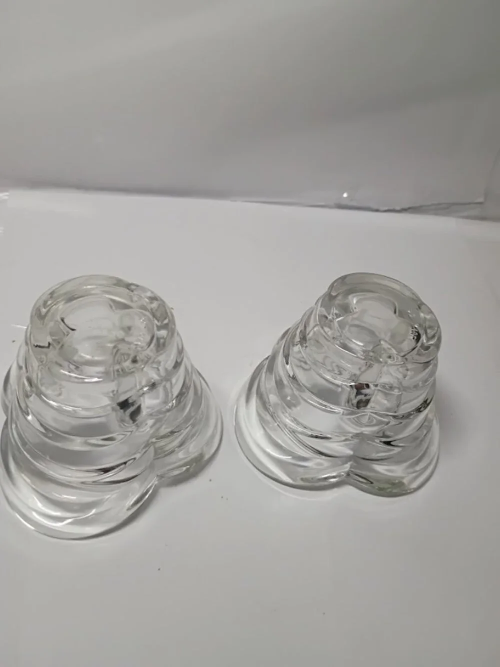 Borgonovo VTG 1950-1970 Set 2 Italian Glass Crystal Tealight Candle Holders - Picture 5 of 6